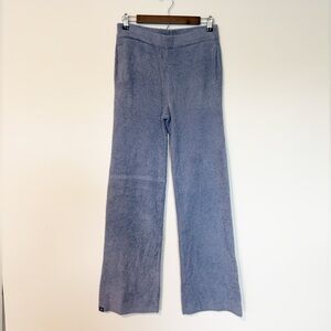 Barefoot Dreams CozyChic Lite Welt Pocket Ribbed Wide-Leg Pants in Blue Bell